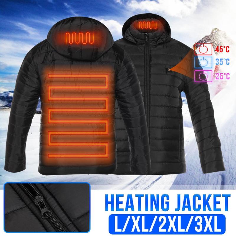 

4XL Women Men USB Charger Heating Coat Electric Warmer Jacket Winter Thermal Clothing Carbon Fiber Instant Hot Down Jacket, As pic
