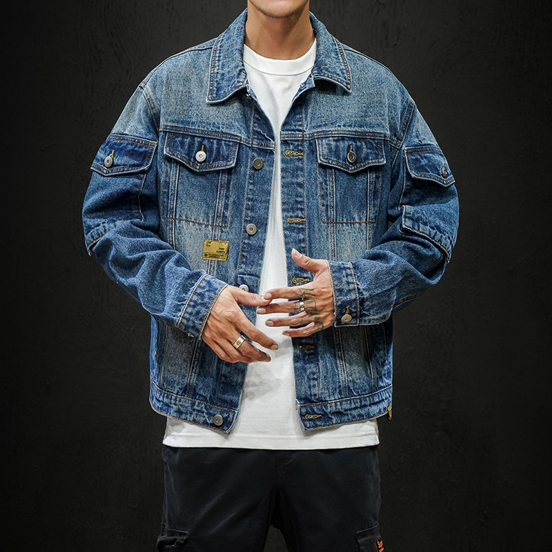 

2021 New Denim Jeans Korea Spring Fall Fashion Male Jackets Outward Clothes Oversize N739, J1812