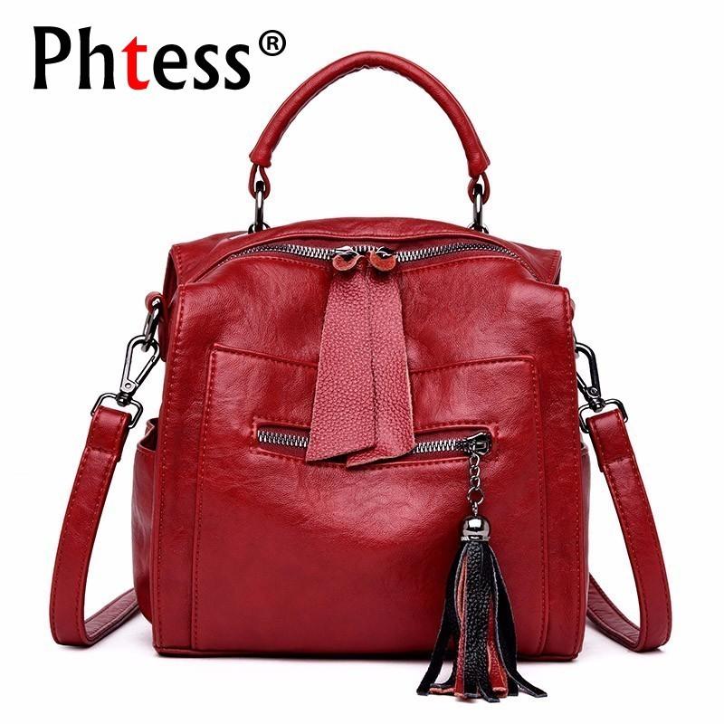 

2021 Small Leather Backpacks For Girls Sac A Dos Ladies Bagpack Vintage Solid Back Pack Casual Daypack Multifunction Female New, Dark blue backpacks