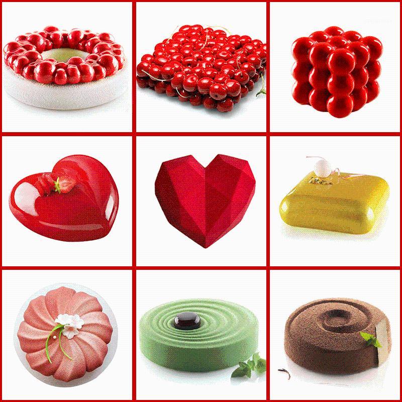 

Cake Decorating Mold 3D Silicone Molds Baking dish Tools For Heart Round Cakes Chocolate Brownie Mousse Make Dessert Pan1