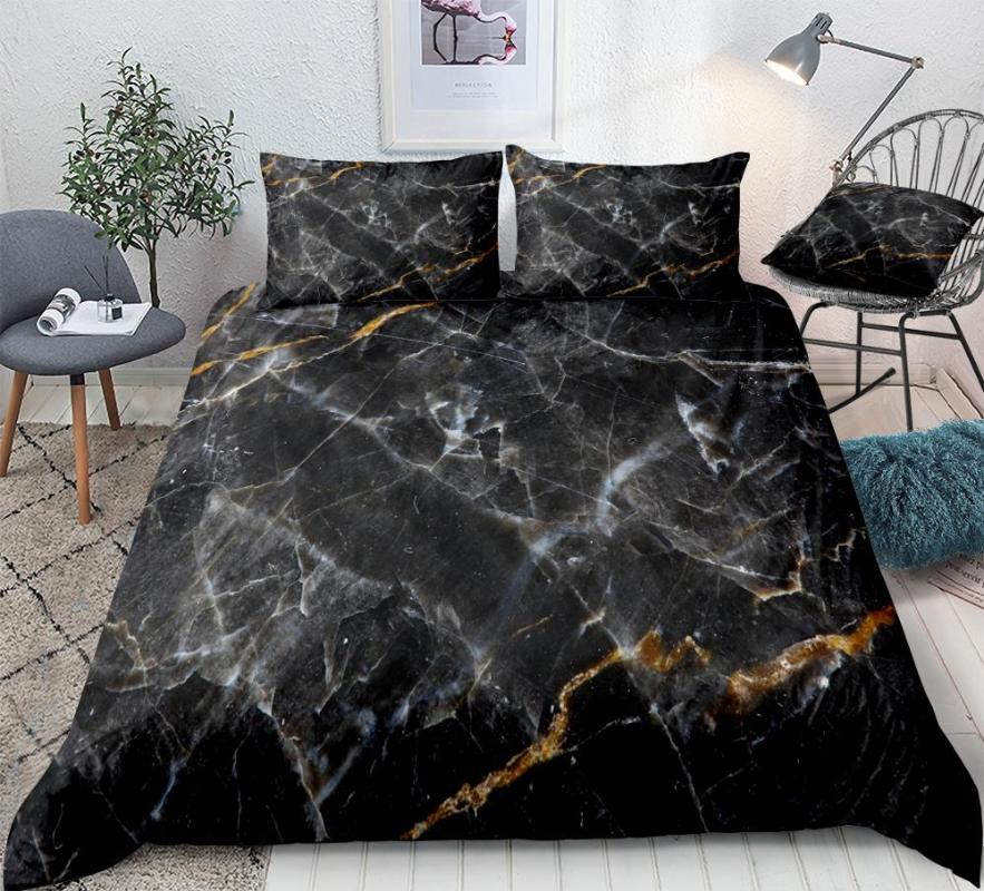 

Marble Duvet Cover Set Black Gold Bedding Set Marble Abstract Art Design Boys Girls Home Textiles King Quilt Cover 3PCS Dropship, Multi