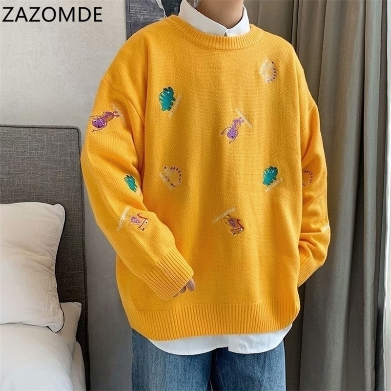 

ZAZOMDE Men Korean Sweaters Long Sleeve Pullovers Mens Fashions Casual Oversized Knitted Sweater Autumn Oversize Tops men 201201, 8118black