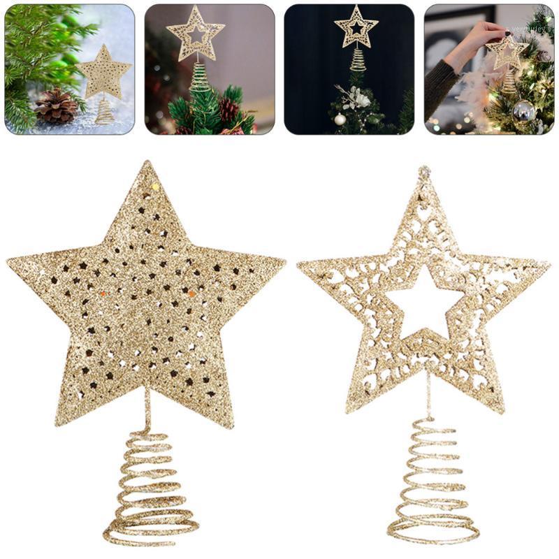 

2 Pcs Exquisite Chrismtas Tree Toppers Stylish Novel Tree Star Decors (Golden)1