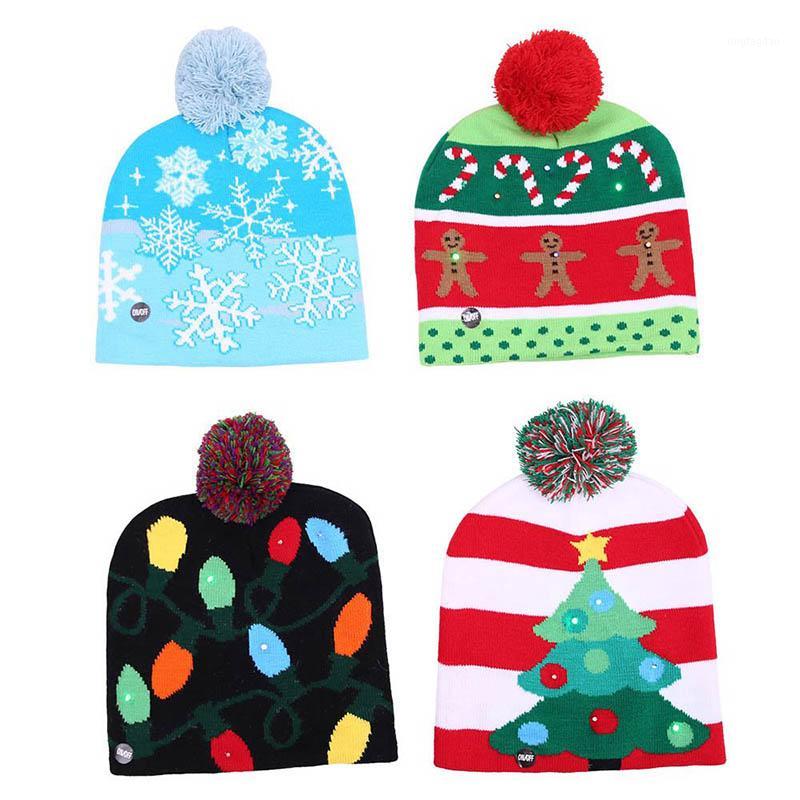 

LED Christmas Beanie Ugly Christmas Sweater Tree Hat Beanie Light Up Knitted Hat for Children Adult Party1