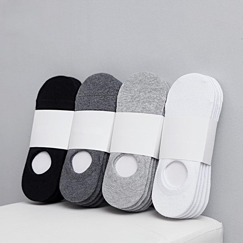 

5Pair/lot Fashion Happy Men Boat Socks Summer Autumn Non-slip Silicone Invisible Cotton Socks Male Ankle Sock slippers Meia