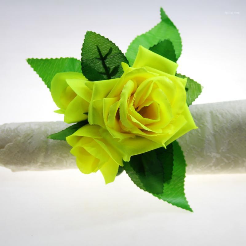 

free shipping silk flower napkin ring flower napkin holder 12 pcs qn180403011