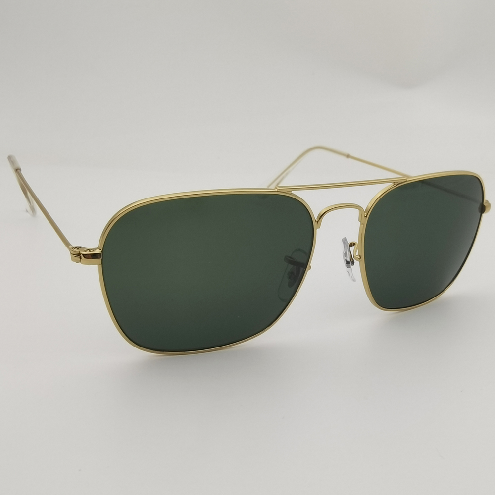 

Classic Square Metal frame double bridge design Mens Sunglasses Women Fashion Sun glasses Glass lenses de sol gafas included box accessories