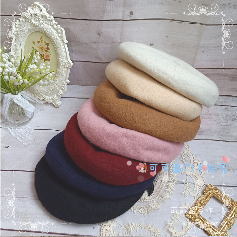 

Berets Simple Versatile Stereo Beret Painter Cap Lolita Bud Sesame Seed Cake Hat Japanese-style SOFT Girl GIRL'S Autumn And Winter, Black