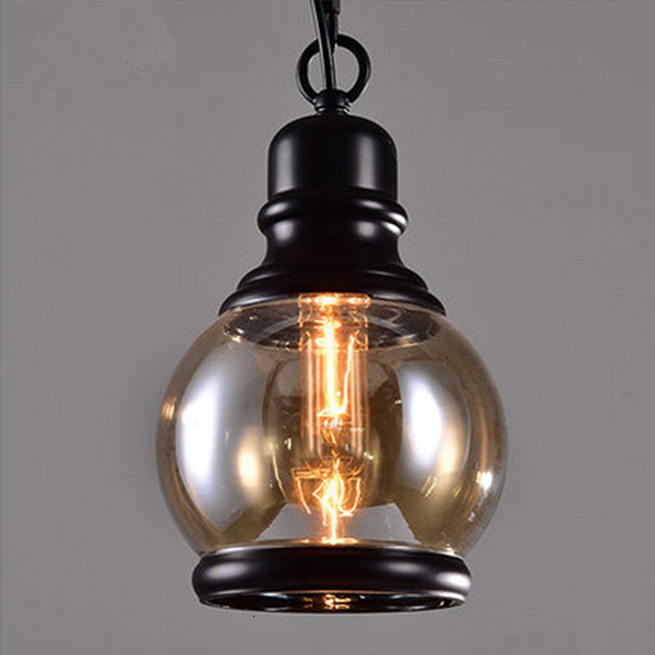 

2021 New Vintage Loft Industrial Amber Glass Bar/restaurant Retro Bar Bed Room 3 Style Pendant Light 1 Hlbb