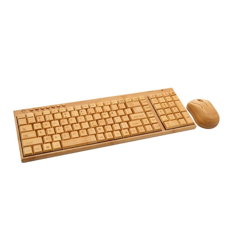

Bamboo Keyboard Mouse Wireless Combo Set For Laptop PC Office USB Plug and Play ,Natural Mice Keyboard Novelty Gifts