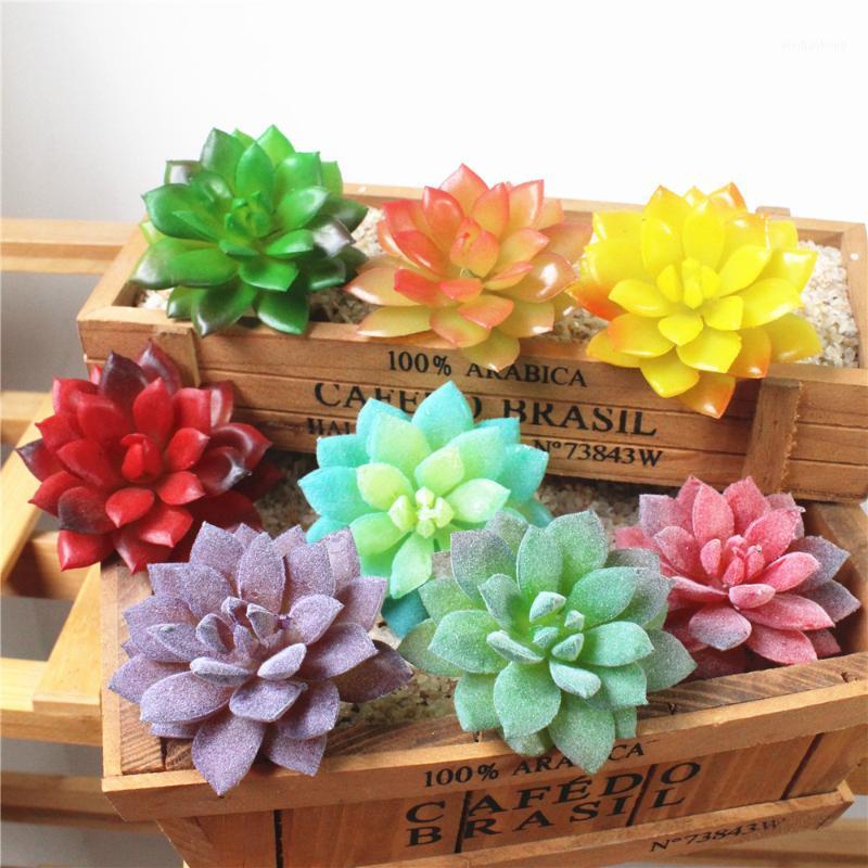 

1PC Artificial Plants Succulent Frost Lotus Landscape Simulation Plant Home Office Flocking Fake Edelweiss Decoration1, Light green
