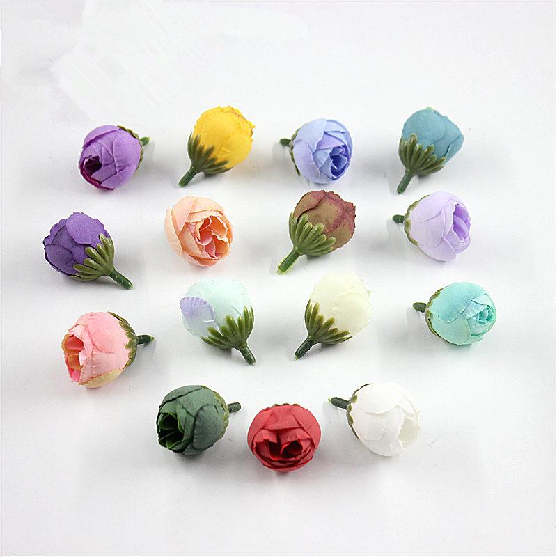 

20pcs 2.5CM Artificial Silk Rose Flower Heads For Wedding Decoration Small Bud Hairpin Wreath DIY Accessories, Brown