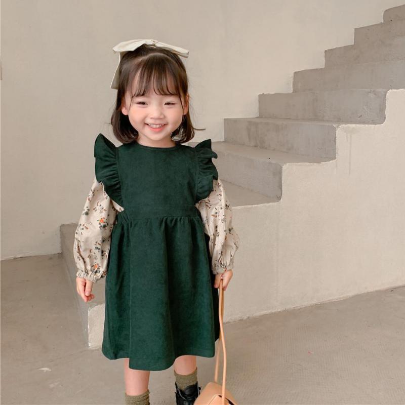 

2021 New Kids Baby Girl Sleeveless Solid Color Ruffle Flying Sleeve Party with Girls Floral Blouse Newborn Es 82vo, Shirts