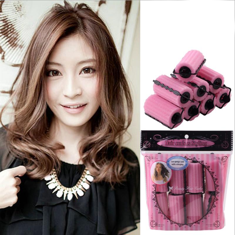 

8Pcs/Pack Pink Buckle Soft Sponge Foam Hair Curler Roller Easy Curlring Styling Salon Barber Hairdressing Hairstyling Twist Tool