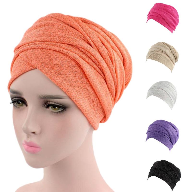 

New Unisex Beanie Hat Ribbed Knitted Cuffed Winter Hat Women India Africa Muslim Stretch Turban Head Scarf Wrap Cap Beanies, Hot pink cap