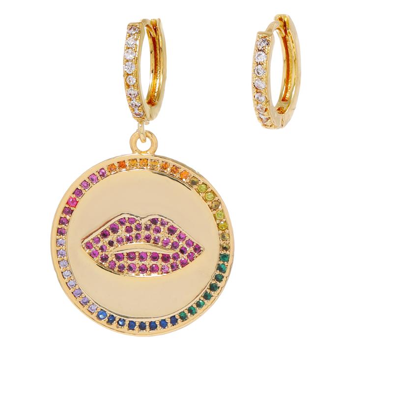 

LUALA Brand Design Colorful Kiss Hoop Earring for Women Gold Colour Zirconia Charm Fashion Jewelry Accessories No Fade