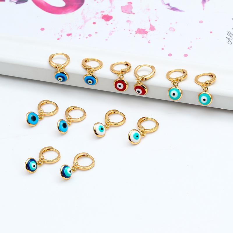 

Dayoff Europe Turkey Gold Evil Eye Round Hoop Earrrings New Punk Earstud Women Jewelry Geometric Mini Small Earrings1
