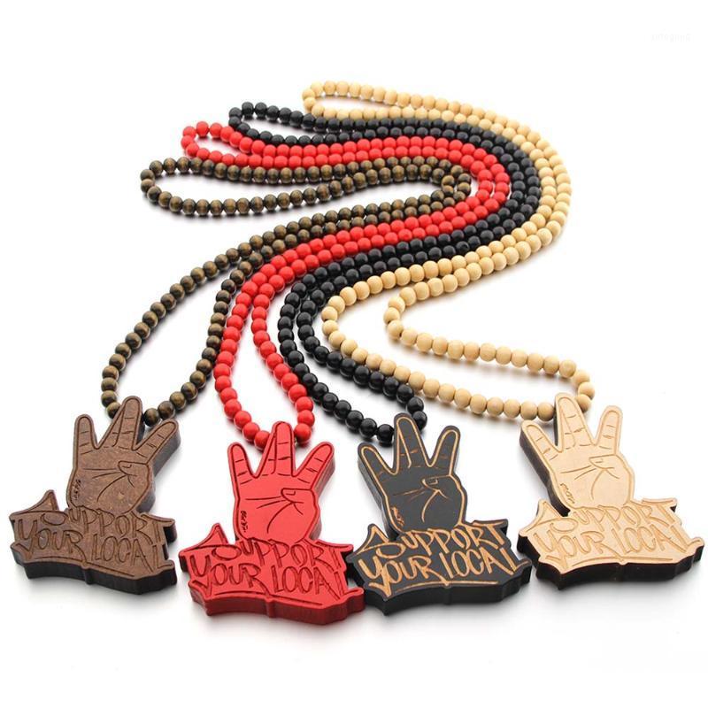 

Chains Hand Support Your Local Pendant Good Wood Hip-Hop Fashion Necklace Wholesale 5 Colors Mixed1