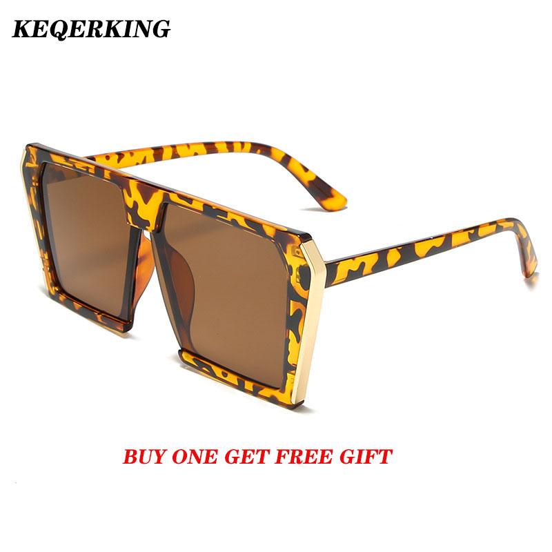

Sunglasses Women's Square Leopard Large Frame Street Selfie Sunglasse Female Glasses Oculos Brand Design
