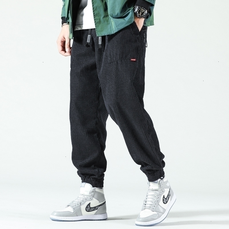 

2021 New Autumn Winter Newly Fashion Men Jeans Loose Fit Elastic Casual Corduroy Pants Streetwear Hip Hop Joggers Velvet Warm Trousers Vm2d, Gray