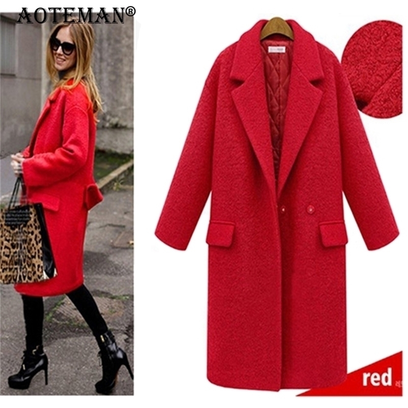Women Wool Jackets Winter Thick Long Coat Female Warm Outwear Streetswear Fashion Solid Women Clothing Lady Vintage Jacket LL162 201218Z