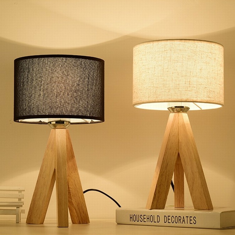 

Modern Book Lamps E27 Reading Lighting Fixture Wooden Table Lamp With Fabric Lampshade Wood Bedside Desk lights