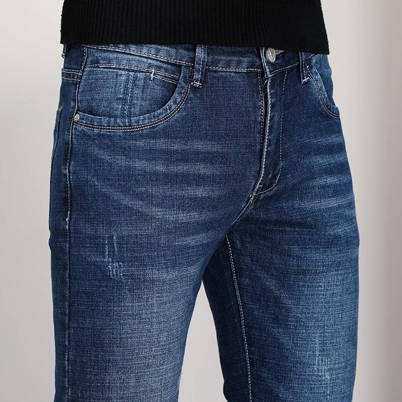 

Men's Business Straight-leg Jeans 2020 Autumn and Winter New High Quality Black Blue Fitted Version Denim Pants Male Brand