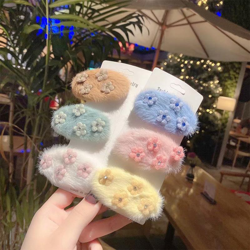 

2020 hair clips for girls hair accessories for women cute woman Furry Flower Cotton flower bandeau femme pour cheveux