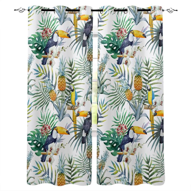 

Pineapple and Parrot Curtains for Kids Boy Girl Bedroom Living Room Curtains Custom Drape Kitchen Window Closet Curtain, Lxm04799