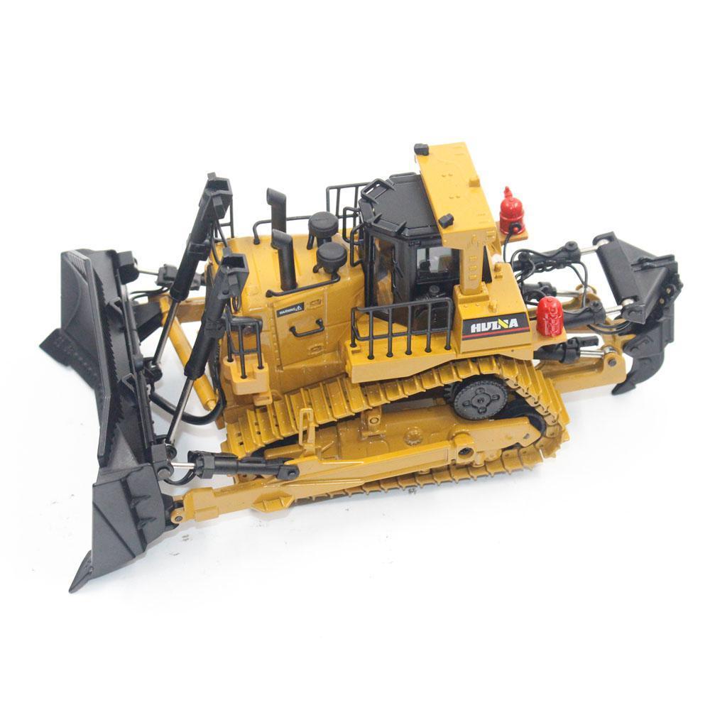 

HUINA 1700 1:50 Die-Cast Alloy Heavy Bulldozer Engineering Truck Static Model Caterpillar Wheel Bulldozer Kids Educational Toy LJ200930