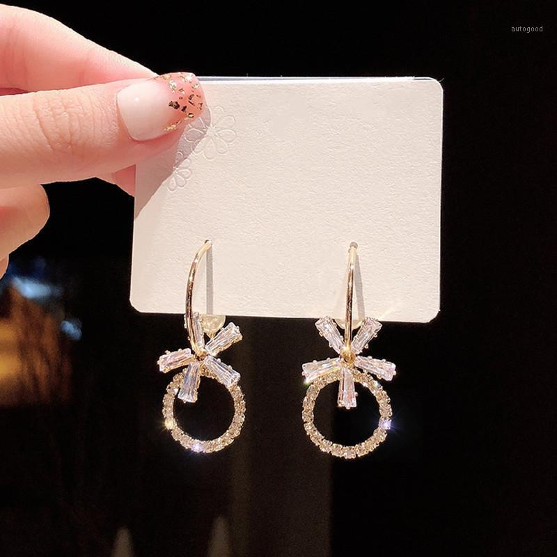 

Dangle & Chandelier Dominated 2021 Women Temperament Crystal Flowers Drop Earring Metal Geometry Circle Delicate Fashion1