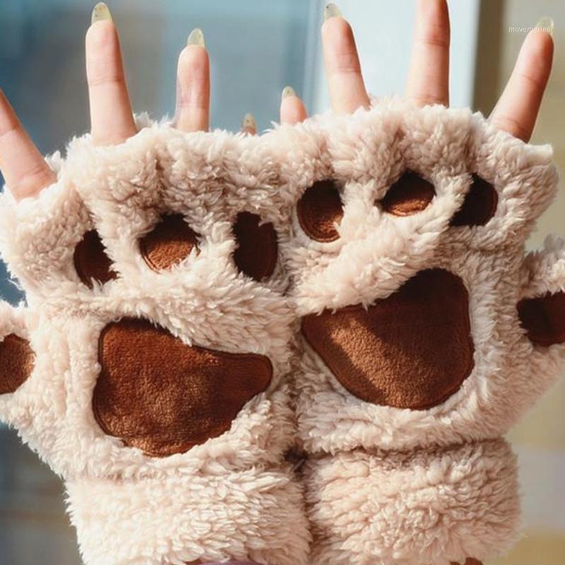 

Women Half Finger Cute Cat Claw Mittens Warm Fingerless Fluffy Half Finger Gloves Animal Kawaii Gloves Cotton Female1
