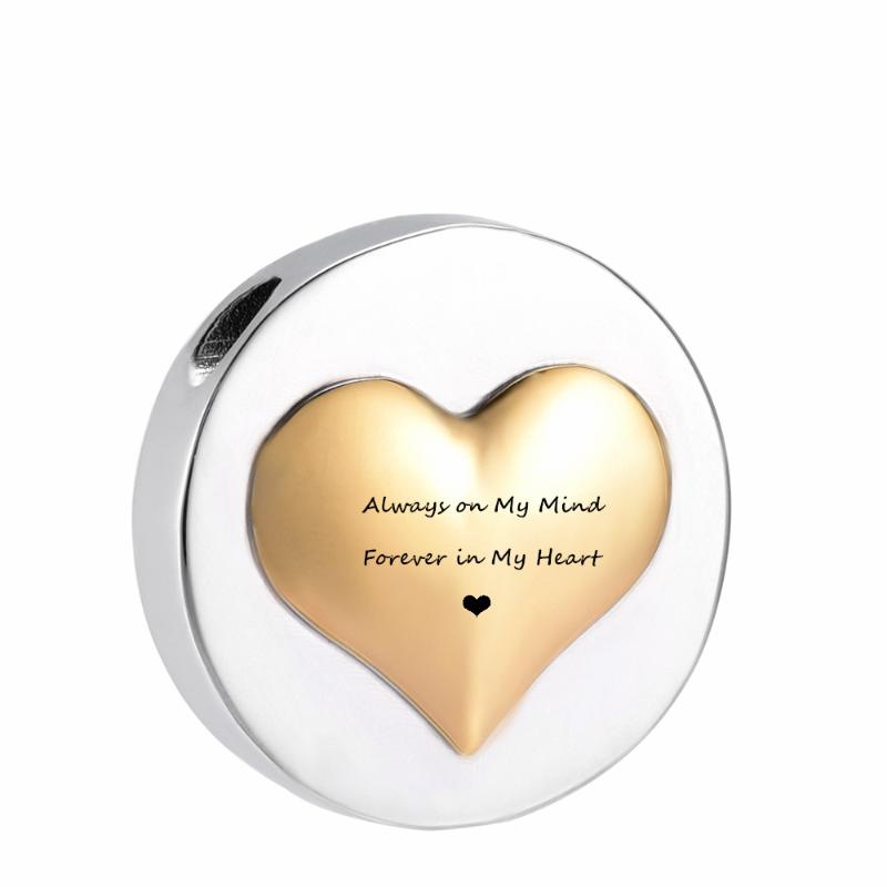 

X005 In Stock! Round Cremation Jewelry Gold Heart Bulge Memorial Urn Pet Cremation Jewelry Ashes Holder Keepsake