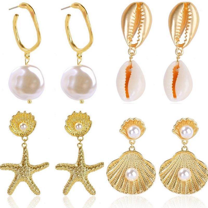 

XDPQQ Fashion Jewelry Retro Baroque Earrings Shaped Imitation Pearl Bohemian European and American Earrings Female1