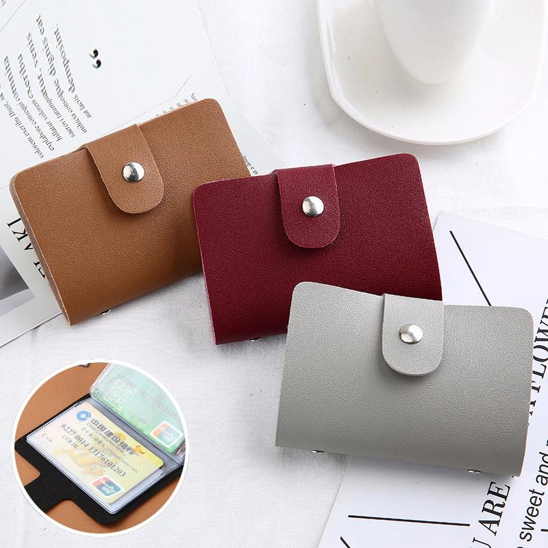 

New PU Leather Function 24 Bits Card Case Business Card Holder Men Women Credit Passport Bag ID Passport Wallet H088, Red