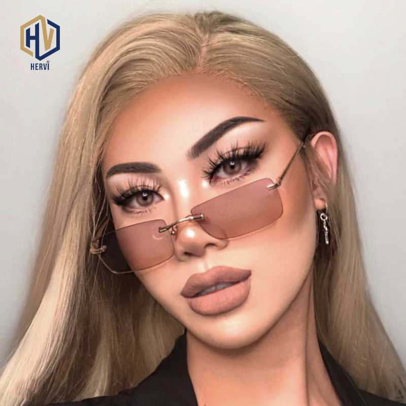 

Sunglasses Rectangle Ladies Women 2021 Rimless Square Polarized Sun Glasses For Zonnebril Dames Vrouwen Bril