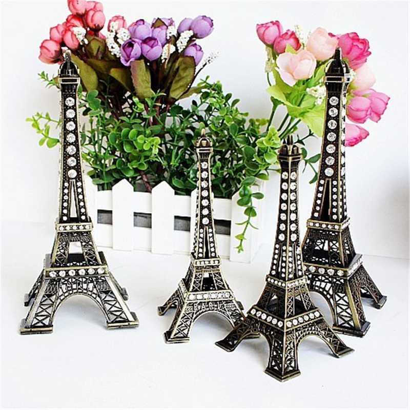 

13/18cm Vintage Metal Crafts Diamond Bronze Eiffel Tower Model Christmas Decoration for Home Figurines Building Collection Gift1