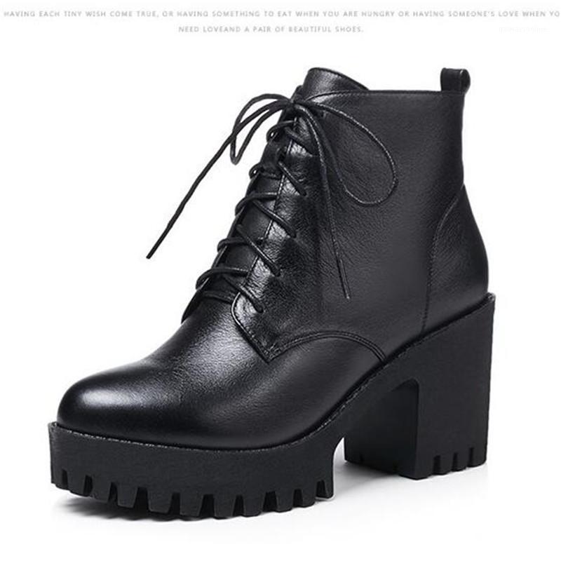 

2020 New Autumn Single Women Boots Thick Bottom Non-slip High Heeled Boots Warm Plush Wool Winter Snow1, Black inside plush