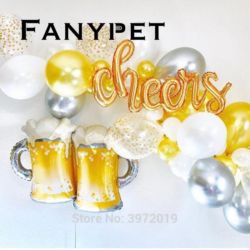 

1/5 pcs Wedding Anniversary Party Foil Balloons Large Double Beer Cup/Birthday Ballons Wedding Decorations Birthday Party arch