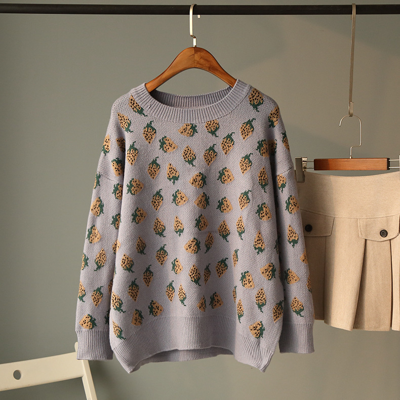 

New Pink 2021 Strawberry Sweater Luxury Designer Woman Clothes C71p TGCC