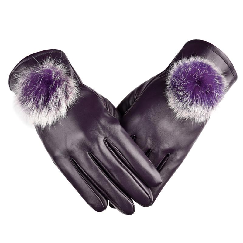 

New Winter Female Warm New Fashion Women's Keep Warm Winter Soft Lining Pompom Decoration Gloves Wrist Women Screen Gloves#11