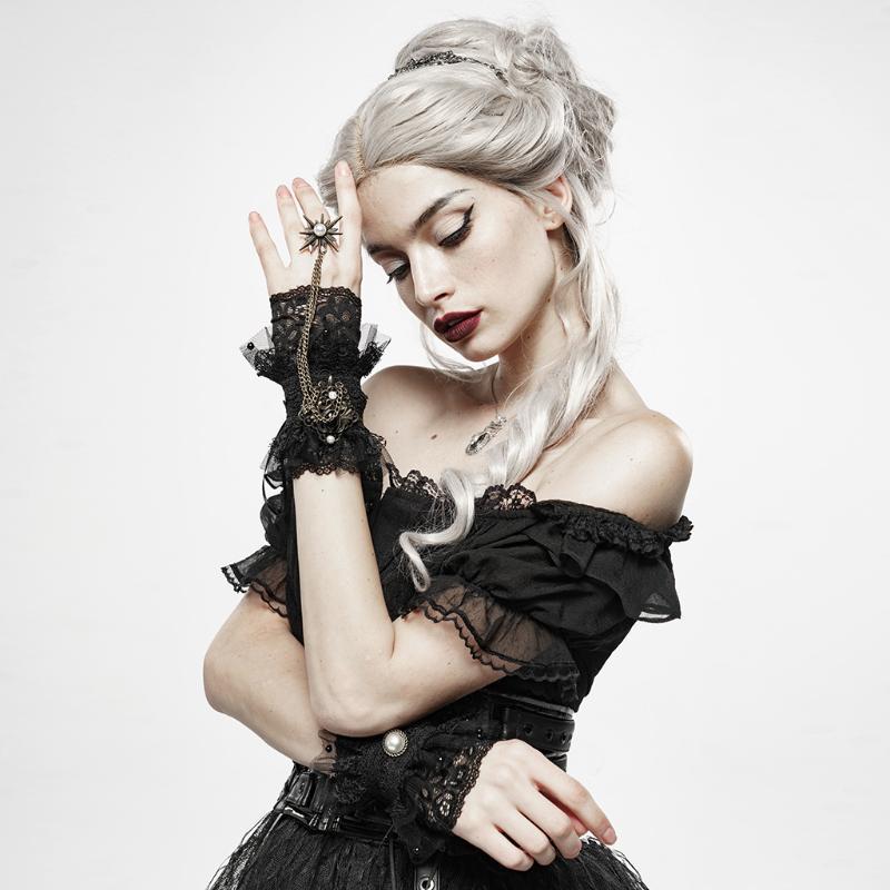 

PUNK RAVE Women Sexy Queen Lace Vintage Gloves Gorgeous Star Pendant Formal Party Evening Gloves1