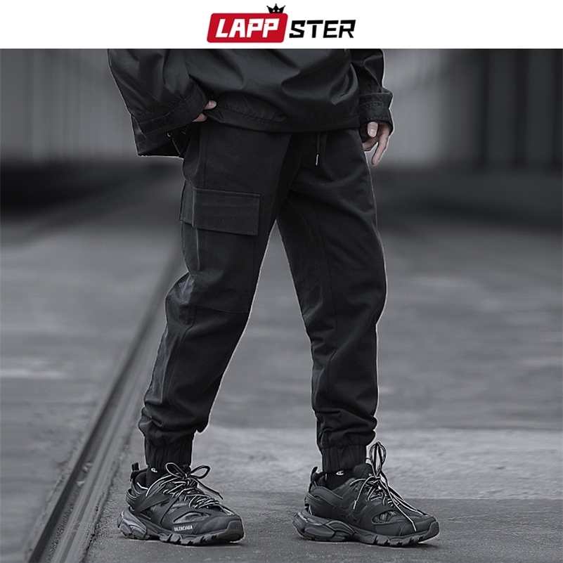 

LAPPSTER Streetwear Hip Hop Cargo Pants Men Black Track Pants Casual Pocket Trousers Mens Korean Style Joggers Pants Khaki 201110