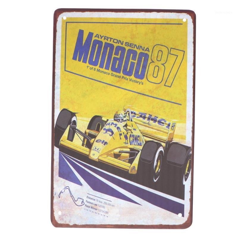 

1Pc Racing Metal Place Pub Formula Racing Cafe Restautant Ayrton Senna Monaco Iron Plate Decoration Pad1