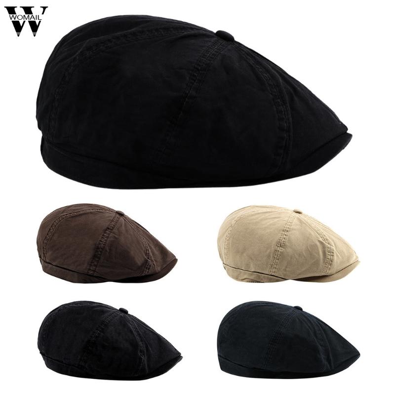 

Womail Hat Winter Men Fashion Classic Solid Baker beret cap Casual Adjustable high Quality top British literary youth beret hat, Ny