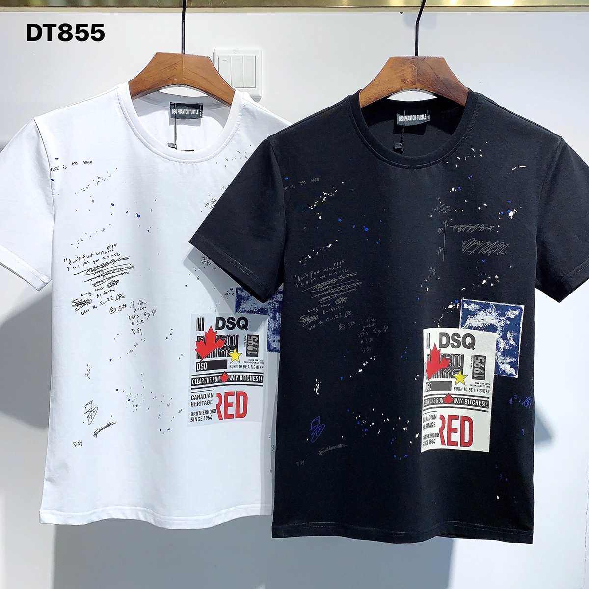 

DSQ PHANTOM TURTLE 2021SS New Mens Designer T shirt Paris fashion Tshirts Summer DSQ Pattern T-shirt Male Top Quality 100% Cotton Top 1183, Black