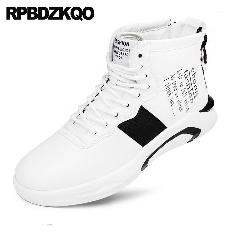

Red Thick Soled Zipper Waterproof White High Sole Male Men Trainer Platform Sneakers Top Shoes Boots Booties Lace Up Harajuku1