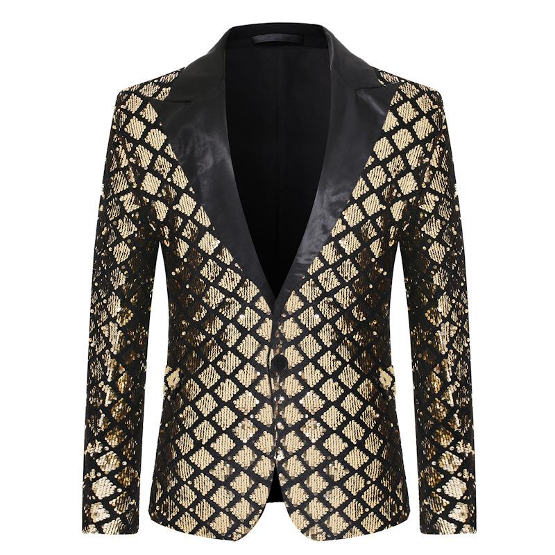 

Autumn Winter Men Stage Banquet Host Party Diamond Sequin Dress Blazer Hombre Stage Costumes For Singers Stylish Blazers For Men, Black