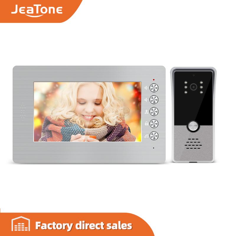 

Jeatone 7'' Video Intercom Video Door Phone System, 600TVL Wide Angle Degree/Day and Night Vision, Support English and Russian