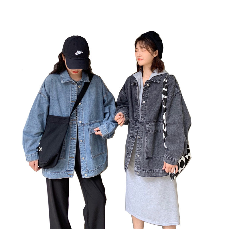 

2021 New Women's Jean Spring Bf Wind Coats Short Single-breasted Top Female Autumn Jacket Outerwear 8Q29, Black